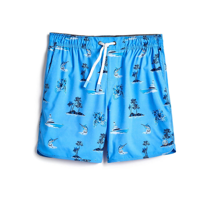 Powder blue Sporty Captain Snacks Volleys shorts by Scalesgear.com, featuring a comfortable athletic design and sporty look.
