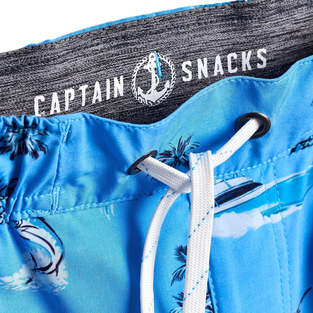 Powder blue sporty captain snacks volleyball shorts by Scalesgear.com with athletic design and comfortable fit.