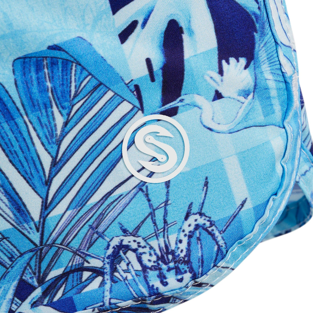 Blue FLA Living Captain Snacks Volleys shorts from Scalesgear.com, featuring a relaxed fit and sporty design.