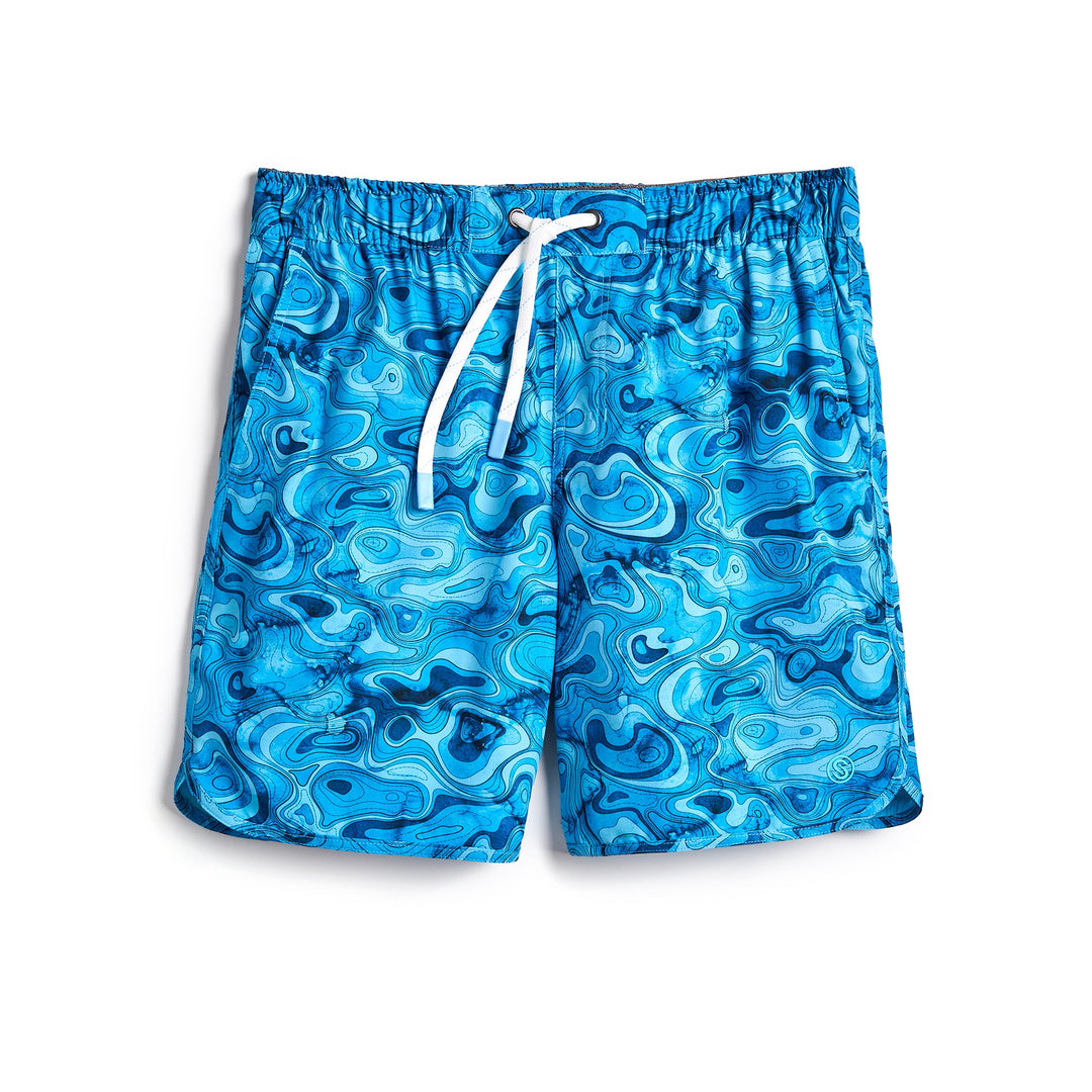 Blue Topo Captain Snacks Volleys shorts by Scalesgear.com, casual athletic shorts with a comfortable fit and stylish design.