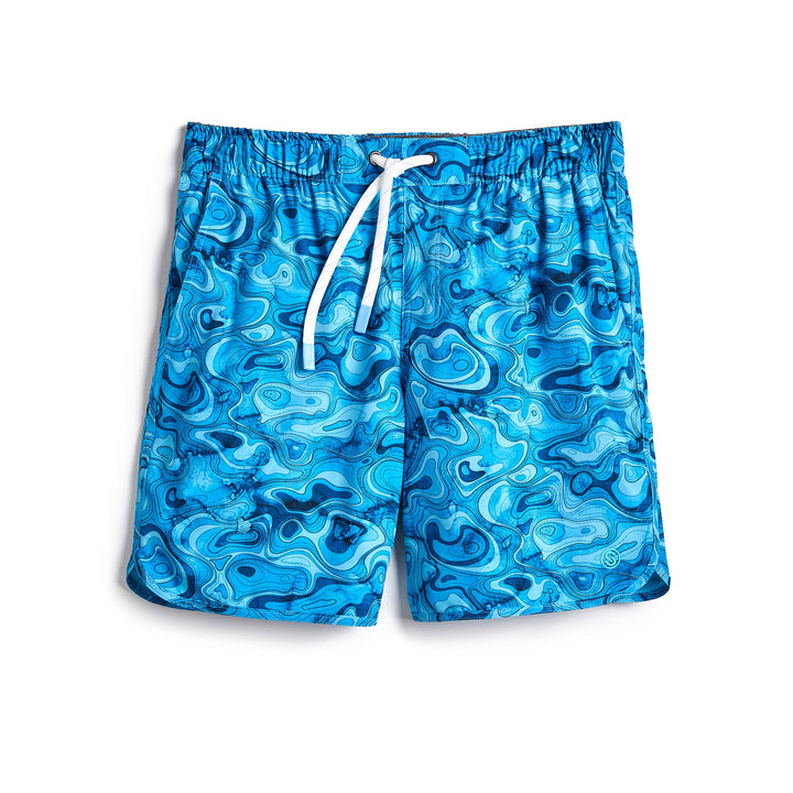 Blue Topo Captain Snacks Volleys shorts by Scalesgear.com, casual athletic shorts with a comfortable fit and stylish design.