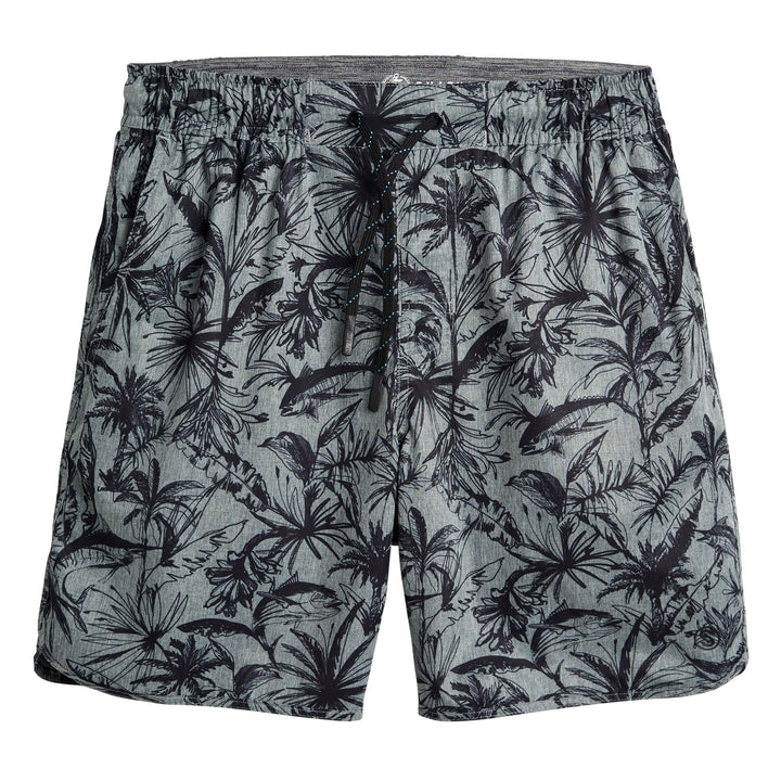 Gray heather Loose Lines Captain Snacks Volleys shorts by Scalesgear.com, featuring a relaxed fit and casual design.