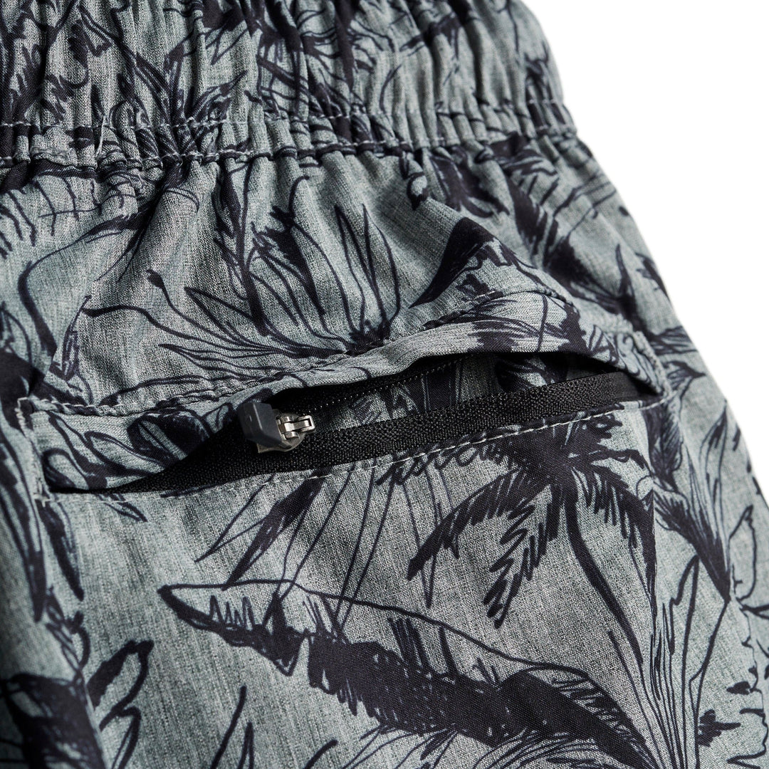 Grey heather Loose Lines Captain Snacks Volleys shorts from Scalesgear.com, featuring a comfortable relaxed fit and casual design.