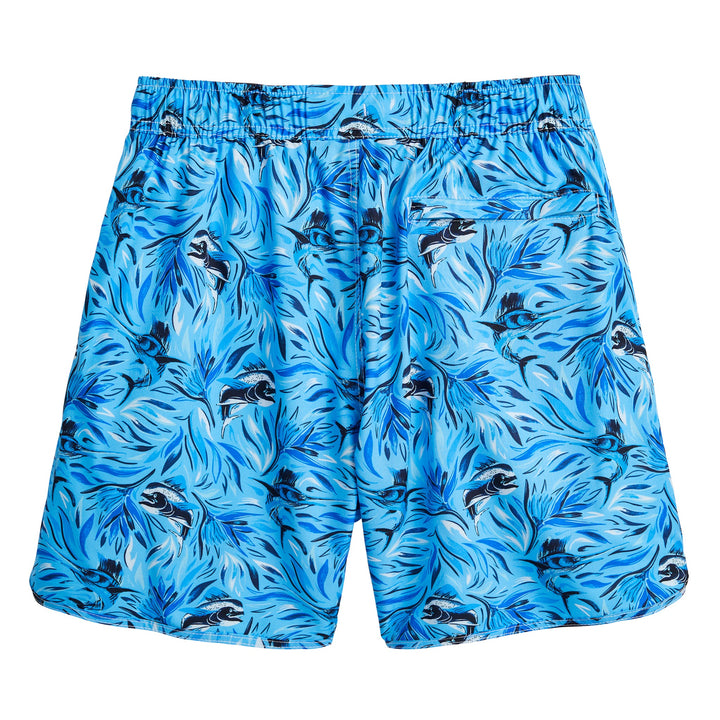 Powder blue Flower Strike Captain Snacks Volleys shorts by Scalesgear.com, casual athletic shorts with a relaxed fit.