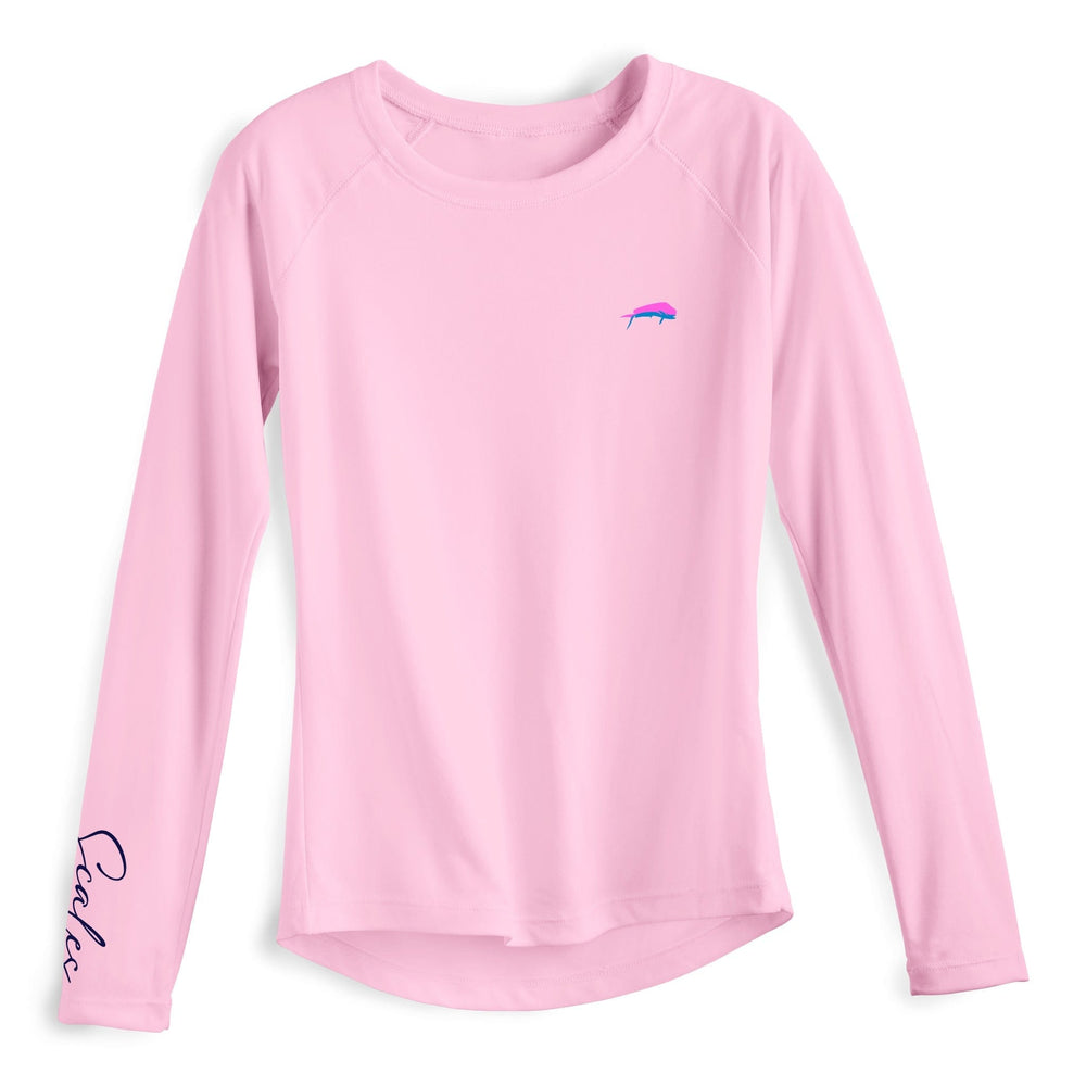 Light pink women's performance long sleeve shirt from Mahi Slam by Scalesgear.com, designed for active wear.