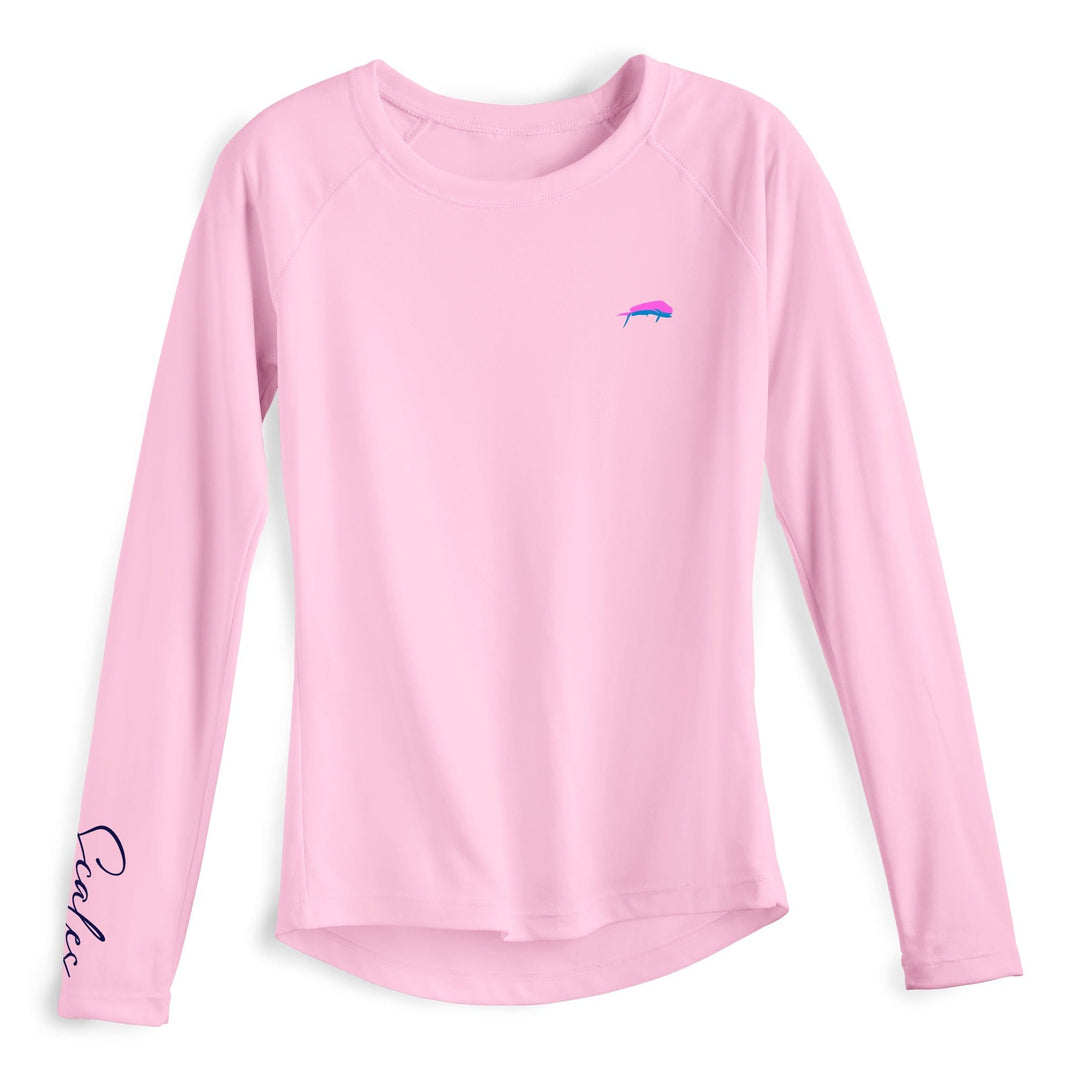 Light pink women's performance long sleeve shirt from Mahi Slam by Scalesgear.com, designed for active wear.