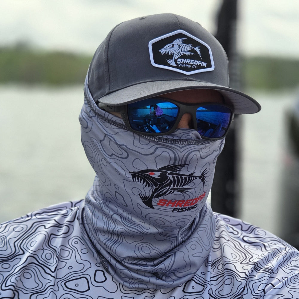 Gray ShredFin full back hat with non-mesh design, casual style, and structured fit.