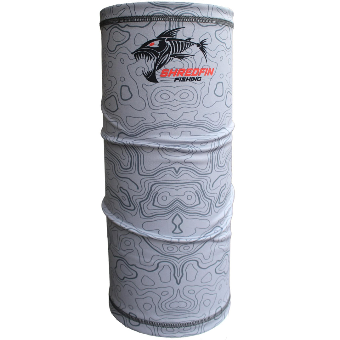 ShredFin Contourz Performance Neck Gaiter in tungsten gray, showcasing its breathable fabric and snug fit for outdoor activities.