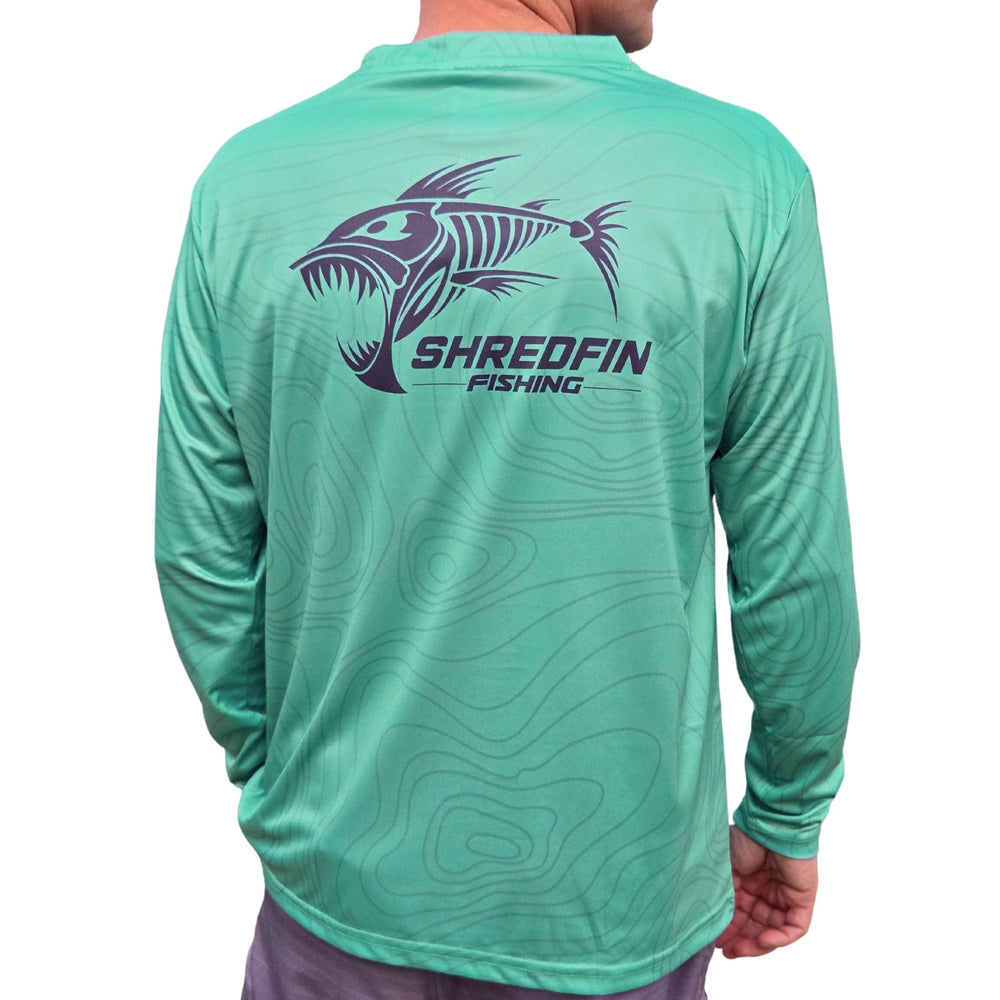 ShredFin Contourz Seafoam Performance Shirt featuring a sleek design and comfortable fit, ideal for active wear.