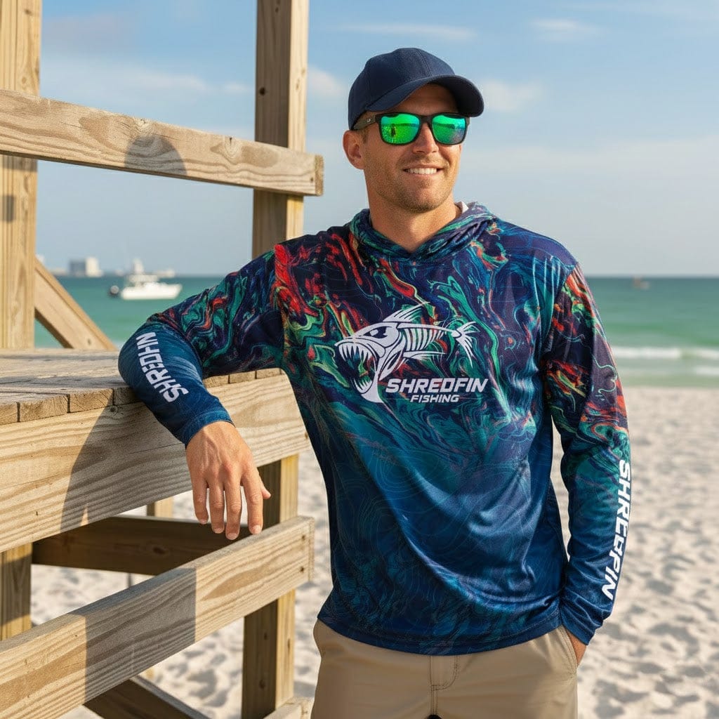ShredFin StormSurge Hooded Performance Shirt | Electric Swirl