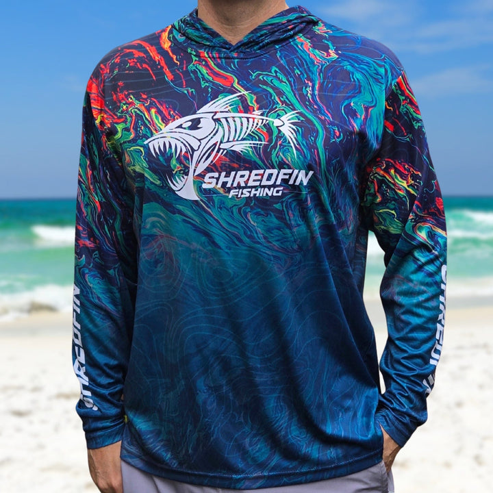 ShredFin StormSurge Hooded Performance Shirt | Electric Swirl