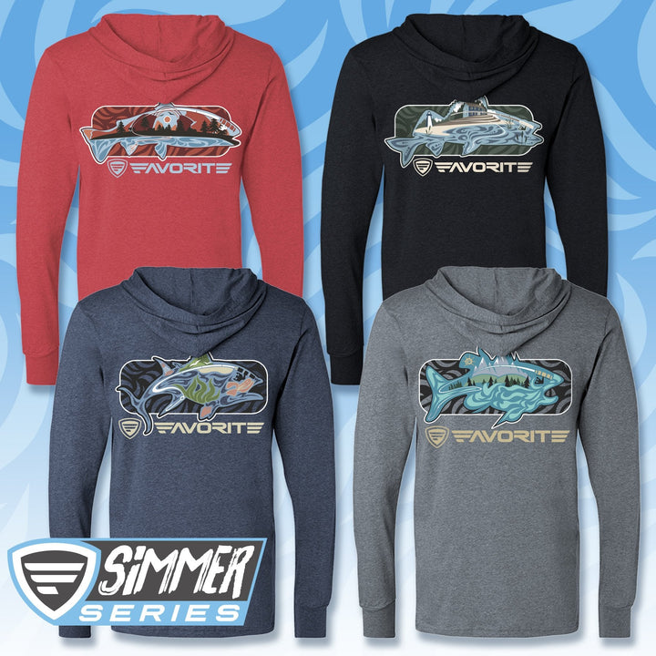 Favorite Fishing Simmer Tri-Blend Hoodie, casual apparel with a comfortable fit and stylish design, shown in a front view.
