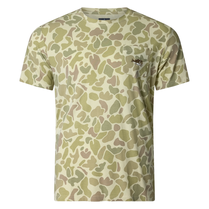 Sportsman Gear Pursuit bamboo pocket performance T-shirt in small and large sizes, featuring a comfortable bamboo fabric design.