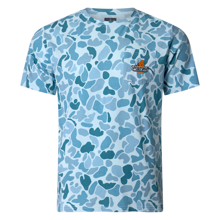 Sportsman Gear Pursuit bamboo pocket performance T-shirt in small and large sizes, made from eco-friendly bamboo fabric.