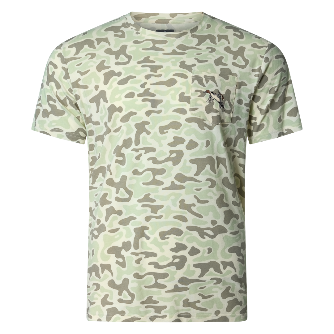 Sportsman Gear Pursuit bamboo pocket performance T-shirt in small and large sizes, made from sustainable bamboo fabric.