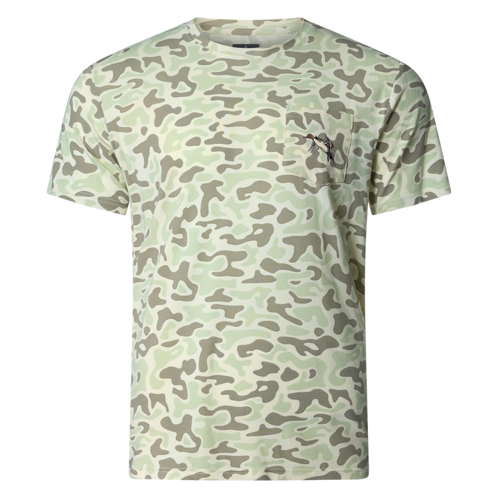 Sportsman Gear Pursuit bamboo pocket performance T-shirt in small and large sizes, made from sustainable bamboo fabric.