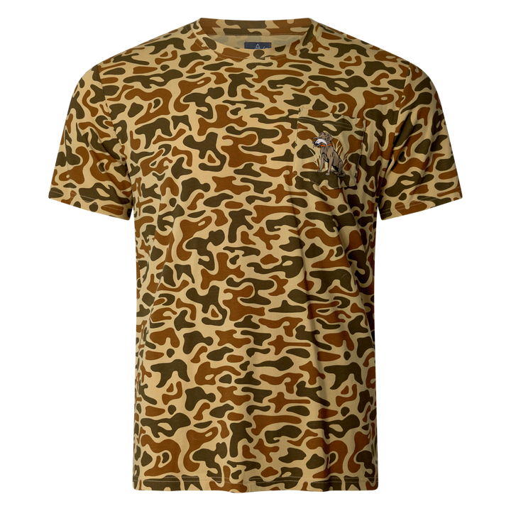Sportsman Gear Pursuit bamboo pocket performance T-shirt in small and large sizes, showcasing its comfortable fit and bamboo fabric.
