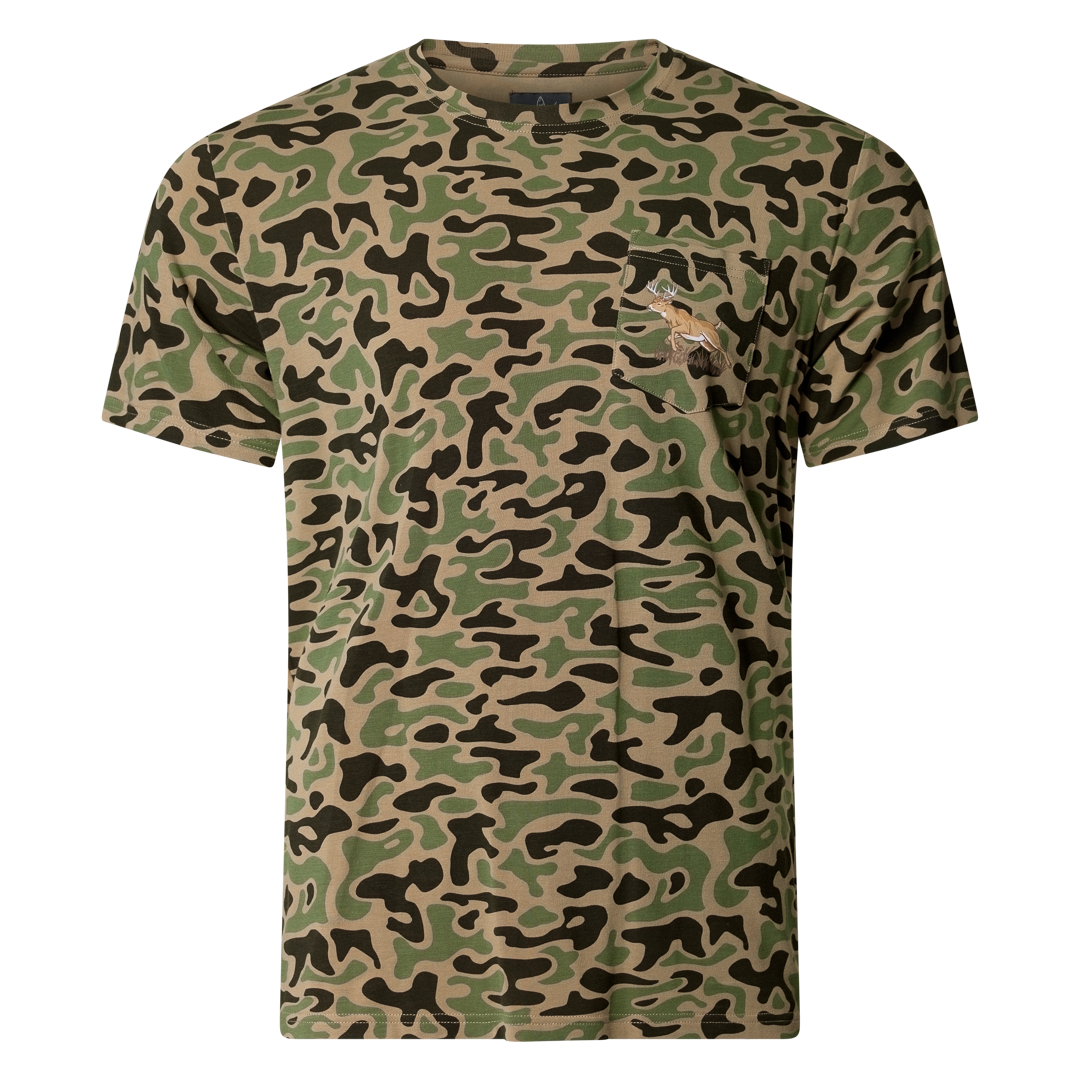 Sportsman Gear Pursuit bamboo pocket performance T-shirt in small and large sizes, made from sustainable bamboo fabric.