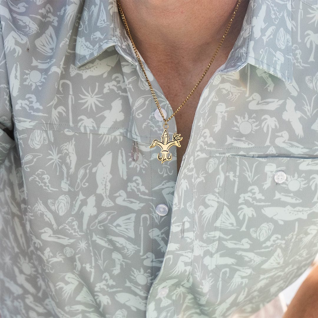 Old-school Fly Shirt by Sportsman Gear featuring classic design and lightweight fabric, perfect for outdoor activities.