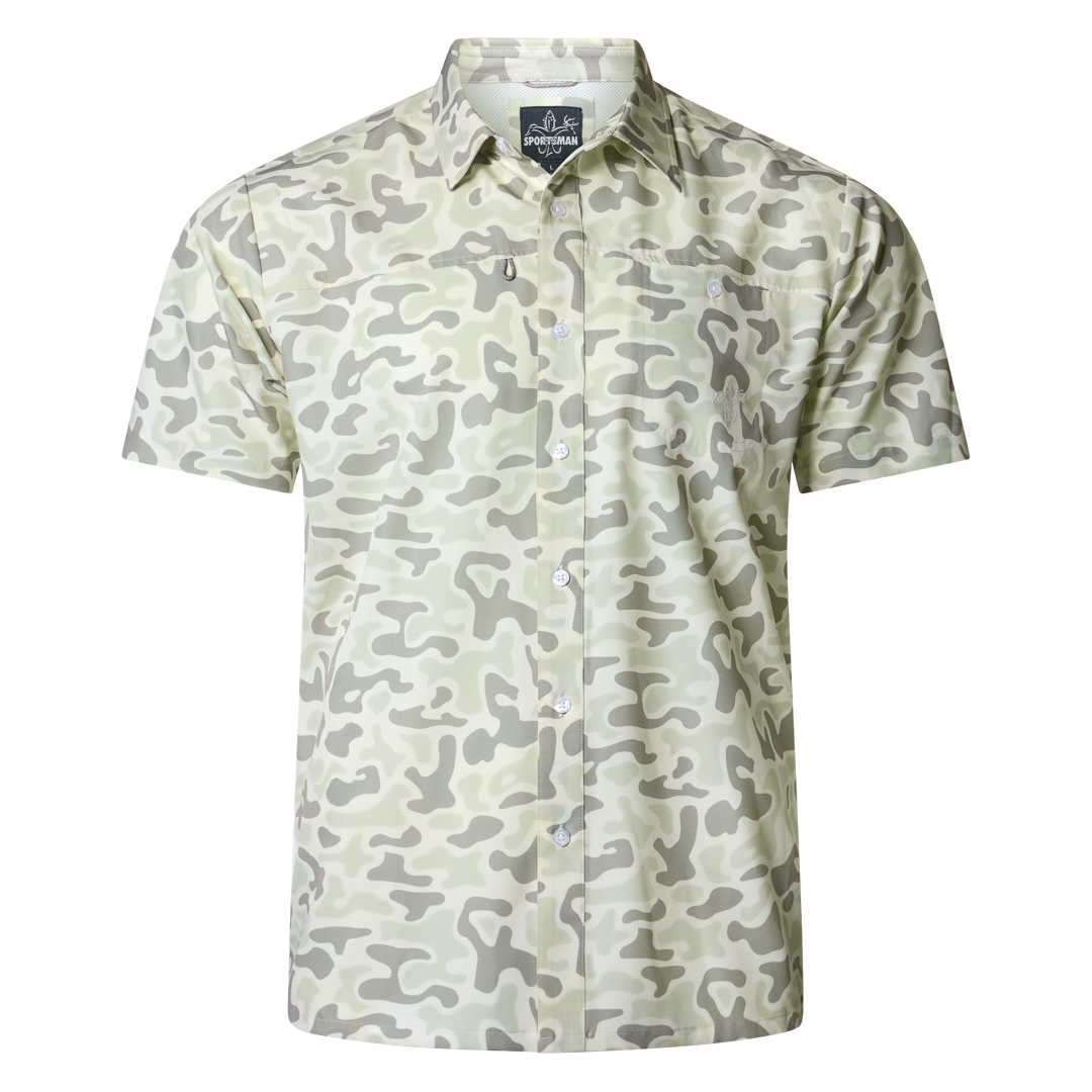 Old-school Sportsman Gear Fly Shirt with lightweight fabric and classic design, suitable for outdoor adventures and casual wear.