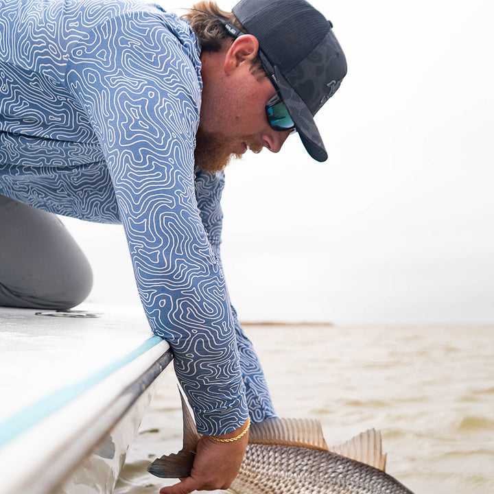 Sportsman Gear bamboo and Pima sun protection performance hoodie, lightweight and breathable for outdoor activities.