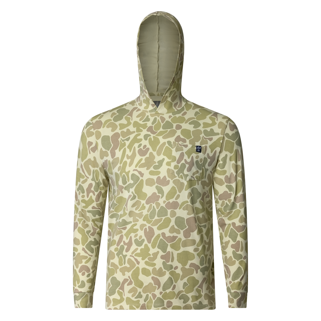 Sportsman Gear bamboo and Pima sun protection performance hoodie, lightweight, breathable, and designed for outdoor activities.