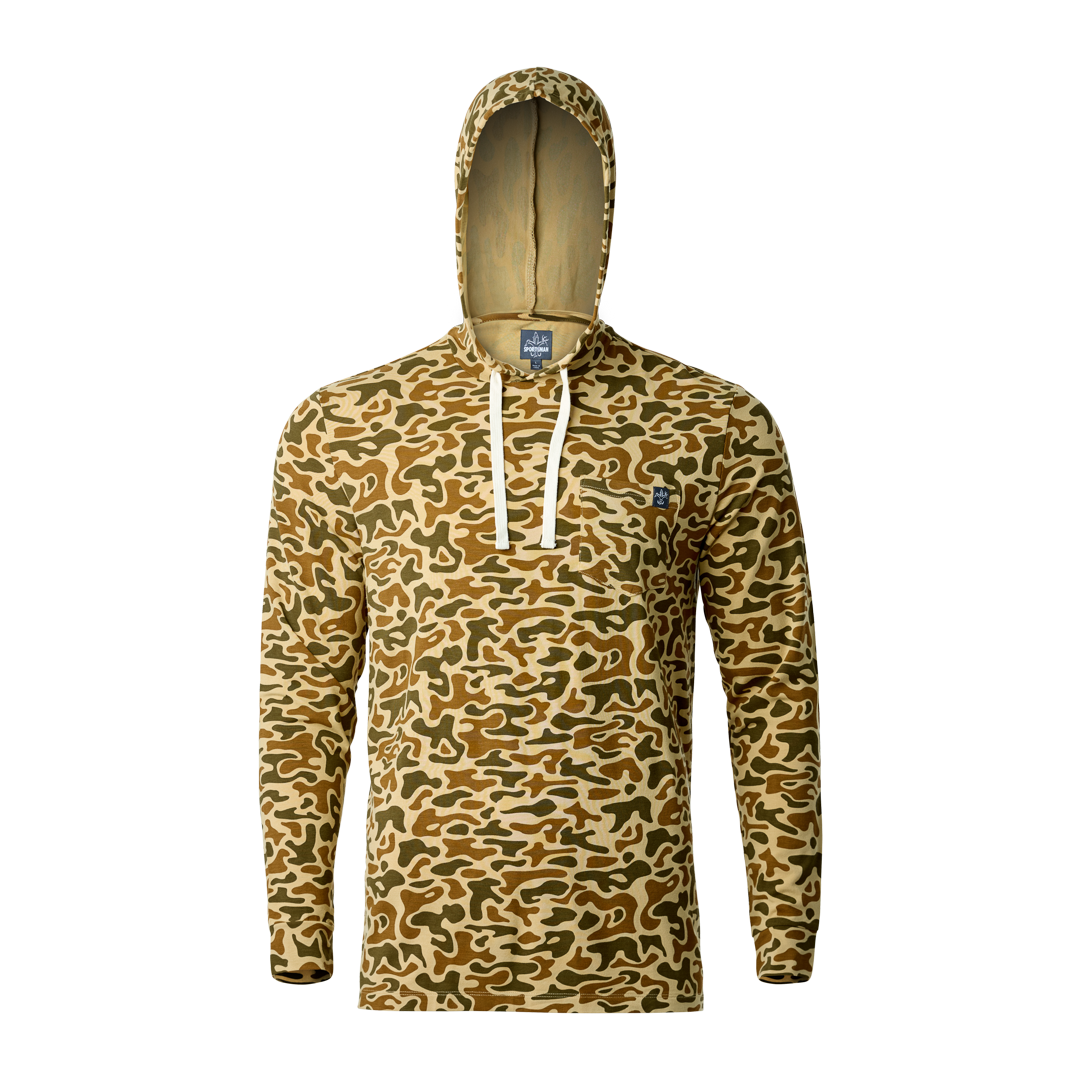 Sportsman Gear bamboo and Pima sun protection hoodie, lightweight performance hoodie with long sleeves and hood for outdoor activities.