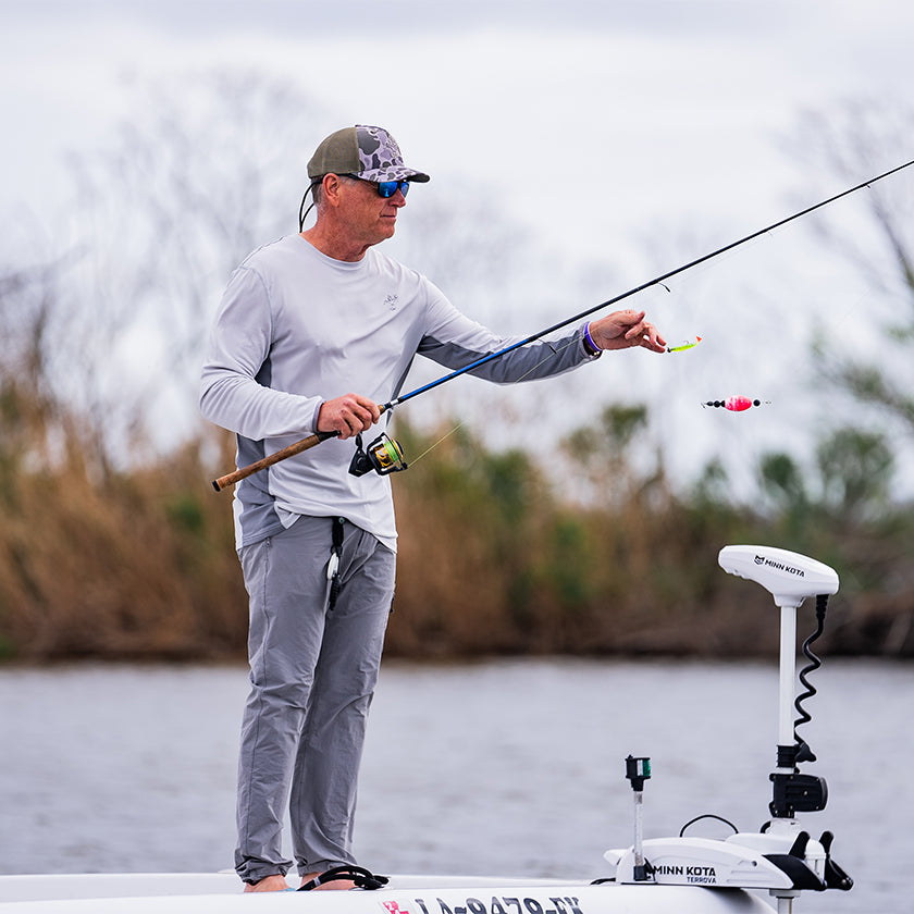 Sportsman Gear Reaper lightweight performance fishing pants for men, hot weather, stone color, small size, breathable outdoor clothing