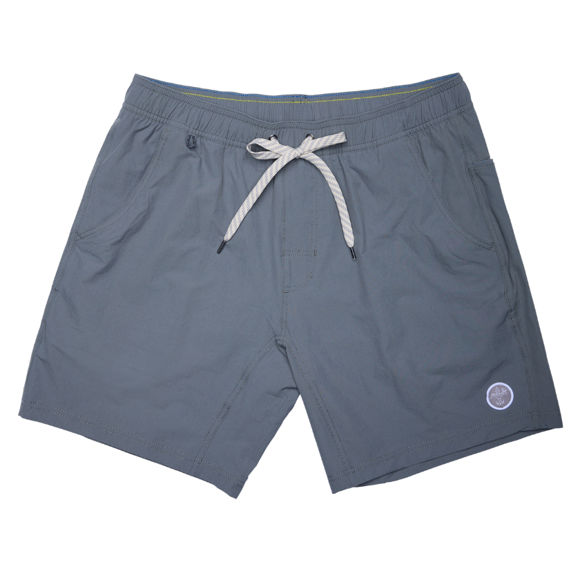 Gray Sportsman Gear men's Bayou fishing shorts, lined board shorts, 6-inch length, suitable for fishing and casual wear.