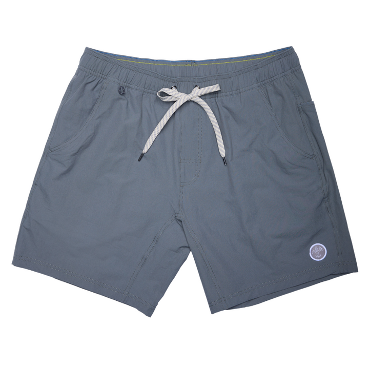 Gray Sportsman Gear men's Bayou fishing shorts, lined board shorts, 6-inch length, suitable for fishing and casual wear.
