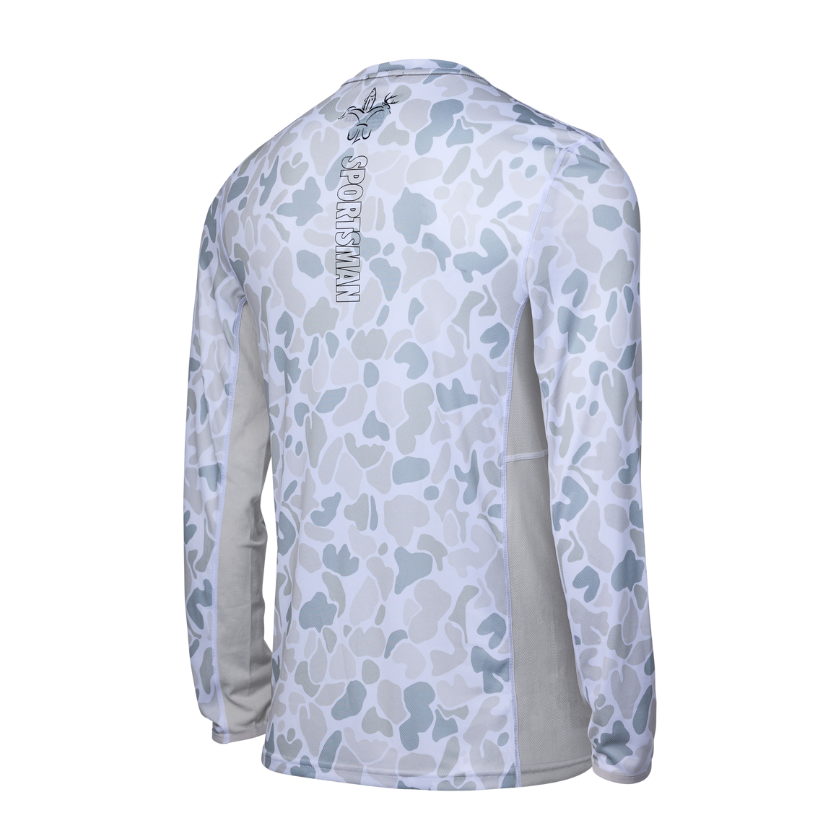 Sportsman Gear Cool Breeze Pro 2.0 performance fishing shirt in glacier camo, short-sleeve, lightweight and breathable outdoor apparel.