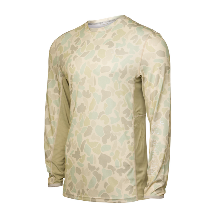 Sportsman Gear Cool Breeze Pro 2.0 performance fishing shirt in glacier camo, short-sleeve design with moisture-wicking fabric.