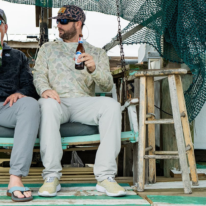 Small Cool Breeze 2.0 Performance Fishing Hoodie from Sportsman Gear, blue wave camo shirt ideal for outdoor activities.