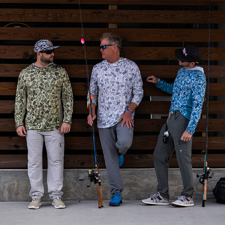 Small wave blue camo fishing hoodie from Sportsman Gear's Cool Breeze 2.0 Performance Shirts collection.