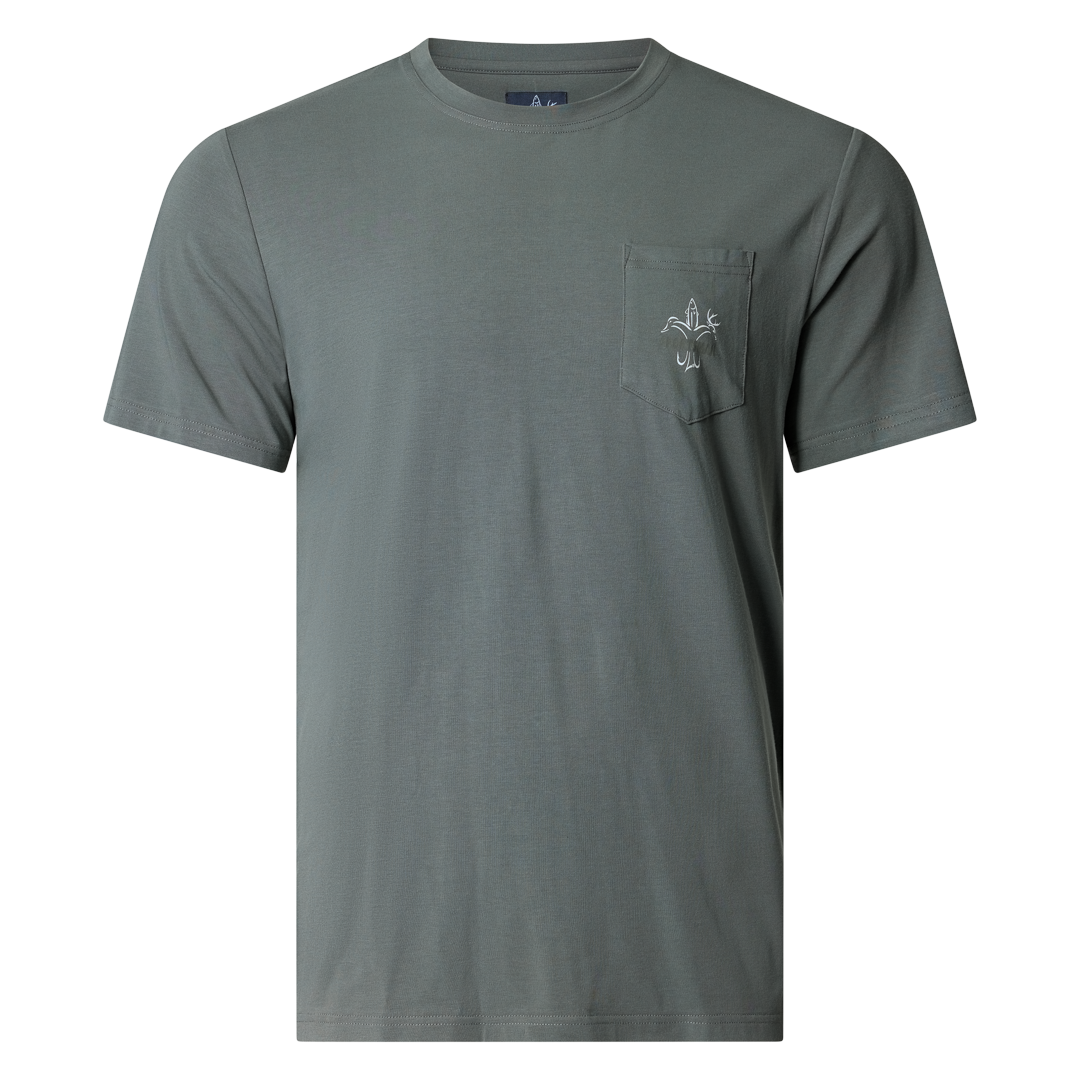 Sportsman Gear Bamboo Pocket T-Shirt, small size, lightweight and breathable bamboo fabric with chest pocket, men's casual tee.