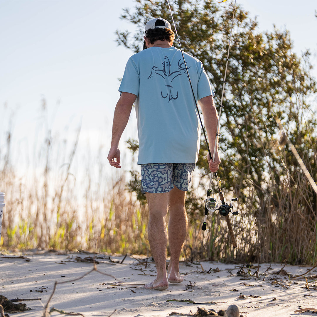Sportsman Gear Bamboo Pocket T-Shirt, small size, lightweight performance fabric, casual style with front pocket, vapor color