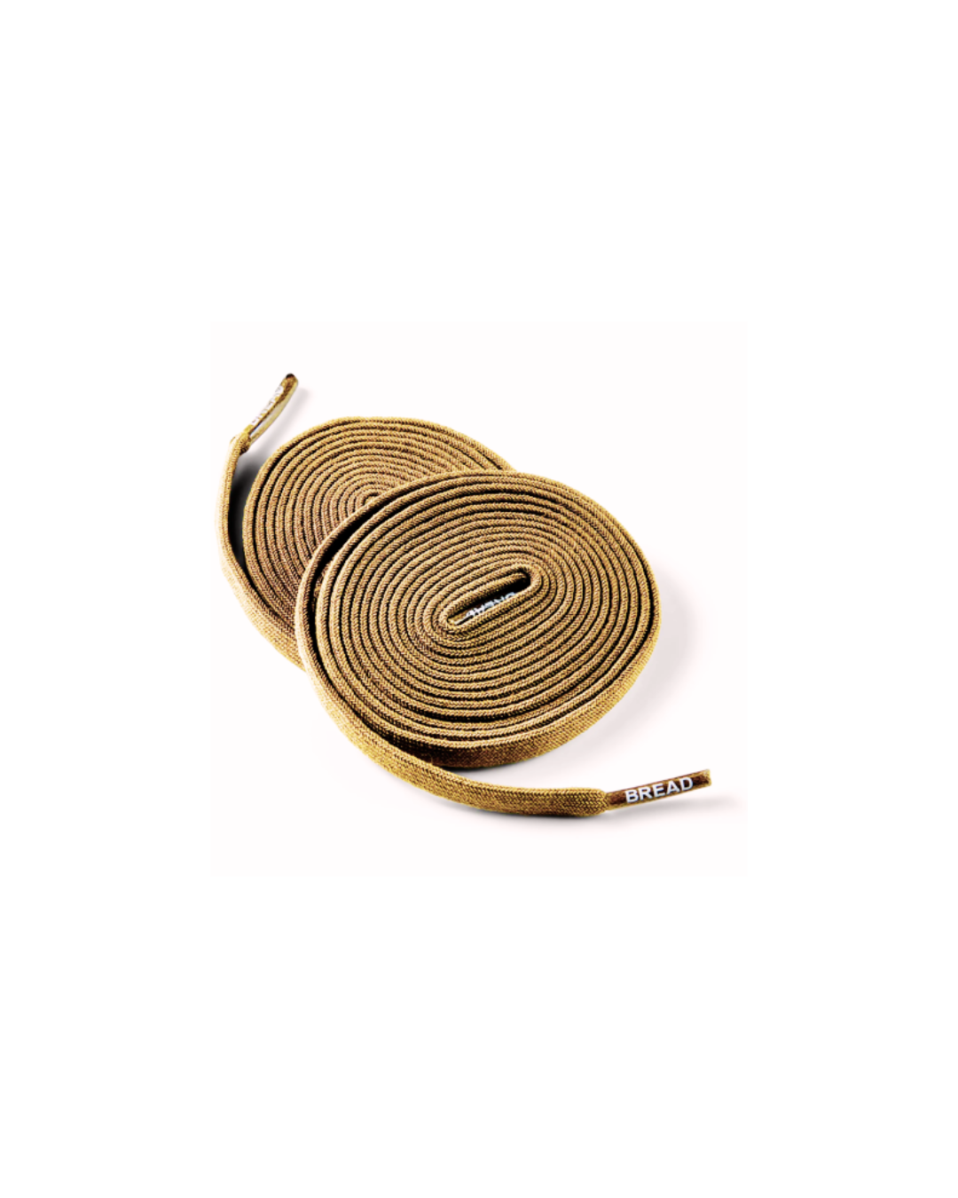 Coyote Brown elastic shoelace by Bread, flexible and durable lacing option shown in a stacked image.