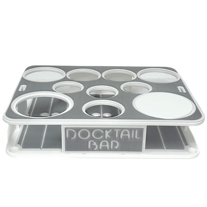 The Docktail Boat Table Caddy plus Bait Table Includes All Angle Adjustable Rod Holder Mount