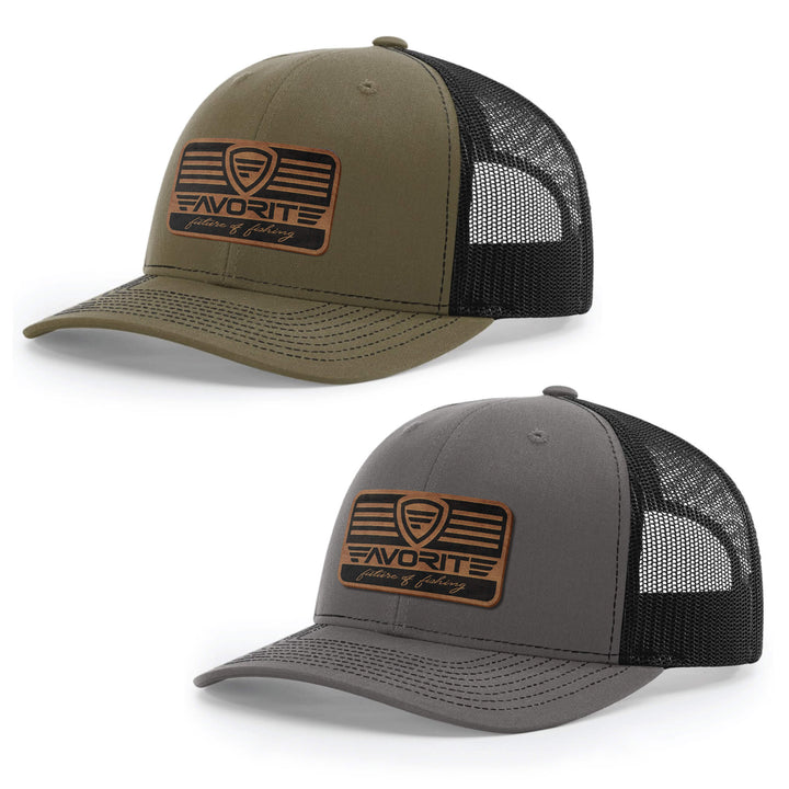 Favorite Fishing Franchise Leather Patch Hat featuring a stylish vaquero-inspired design and adjustable strap for a comfortable fit.