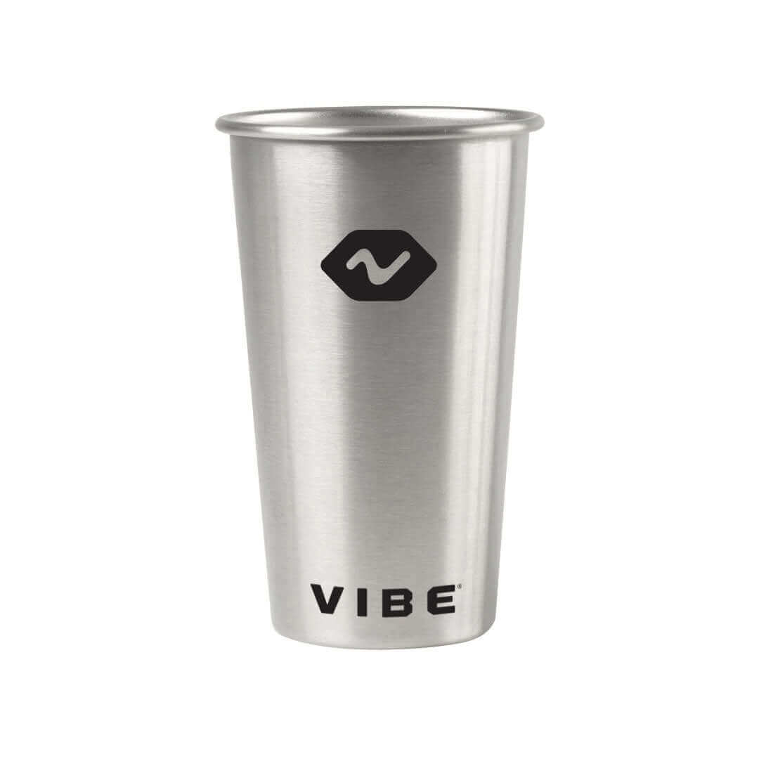 Vibe 16 oz stainless steel pint cup, durable kayak accessories with a sleek, reflective finish and sturdy construction.