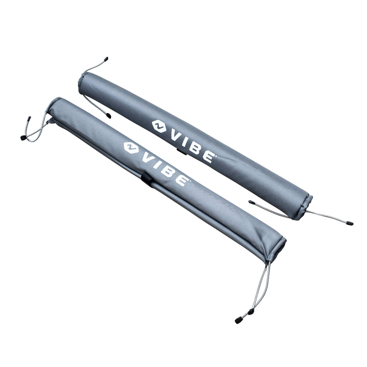 Vibe Kayaks 30-inch roof rack crossbar pads set of two for kayak accessories, with soft cushioning and adjustable straps.
