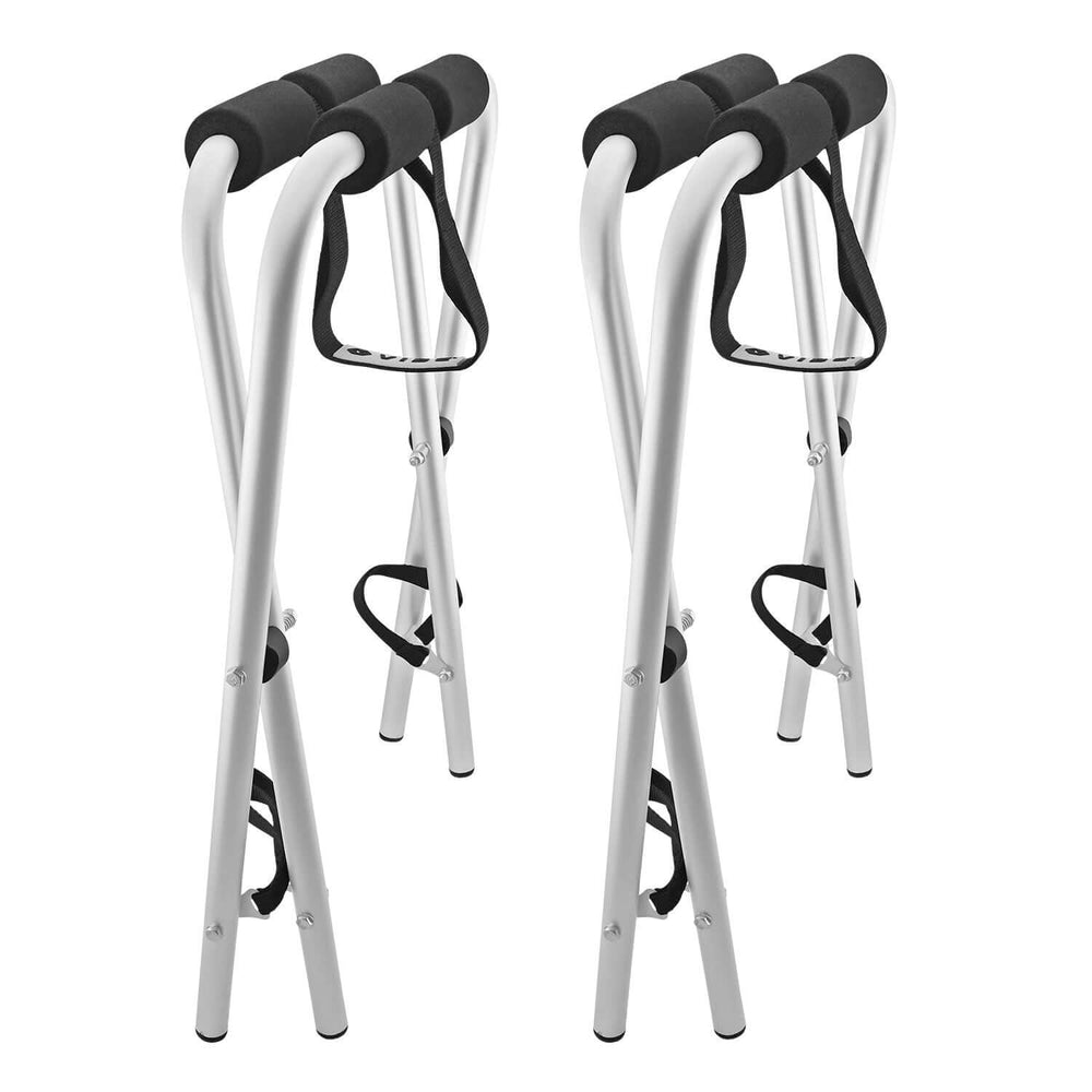 Pair of Vibe Kayaks aluminum kayak stands, durable outdoor accessories for supporting and storing kayaks securely.
