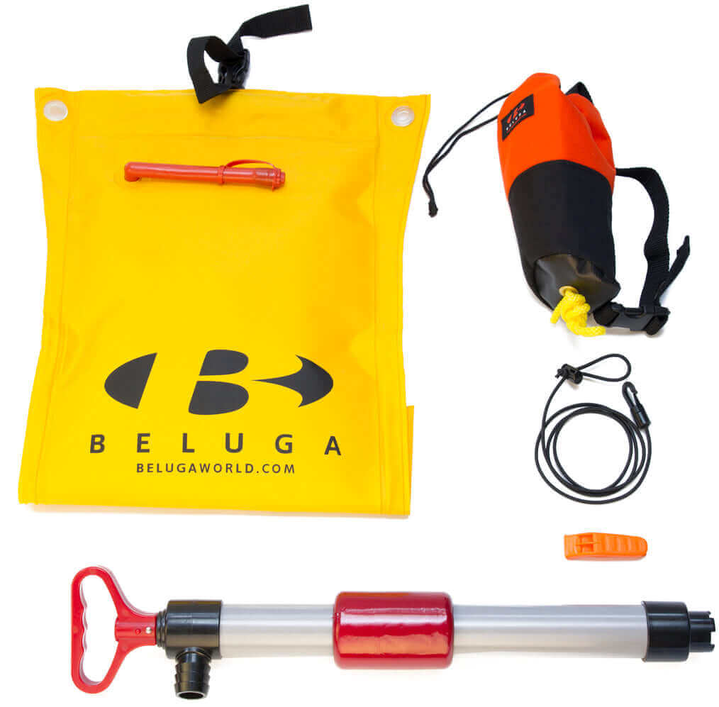 Vibe Kayaks Beluga Inflatable Safety Kit accessories, including safety gear and equipment, for inflatable kayaks.