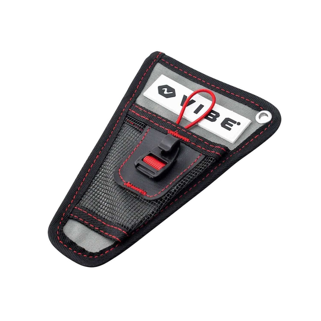 Vibe Kayaks mesh plier holder accessory with adjustable strap for secure storage of fishing pliers.