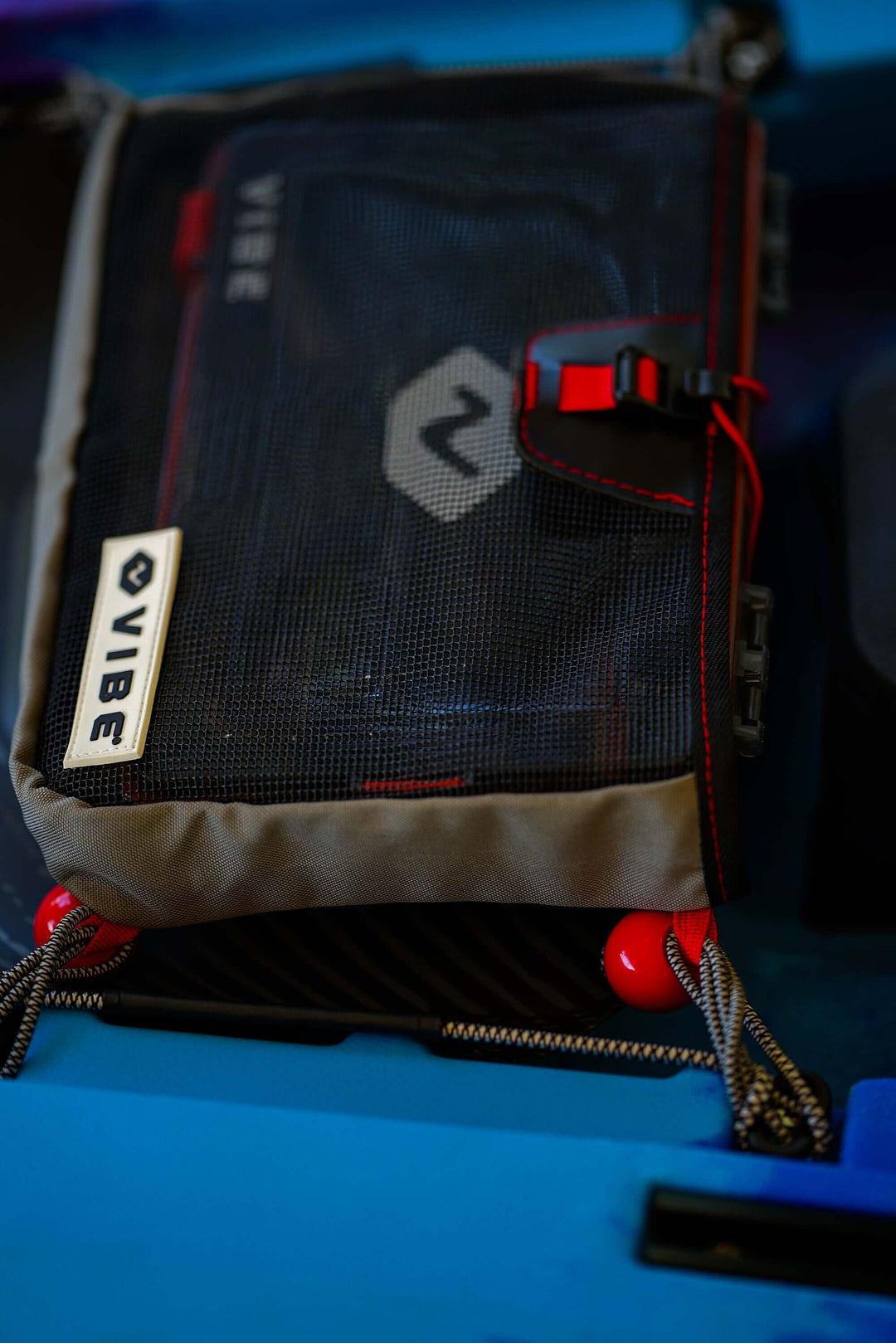 Vibe Kayaks mesh tackle tray sleeve accessory with breathable mesh design for organizing fishing tackle and gear.