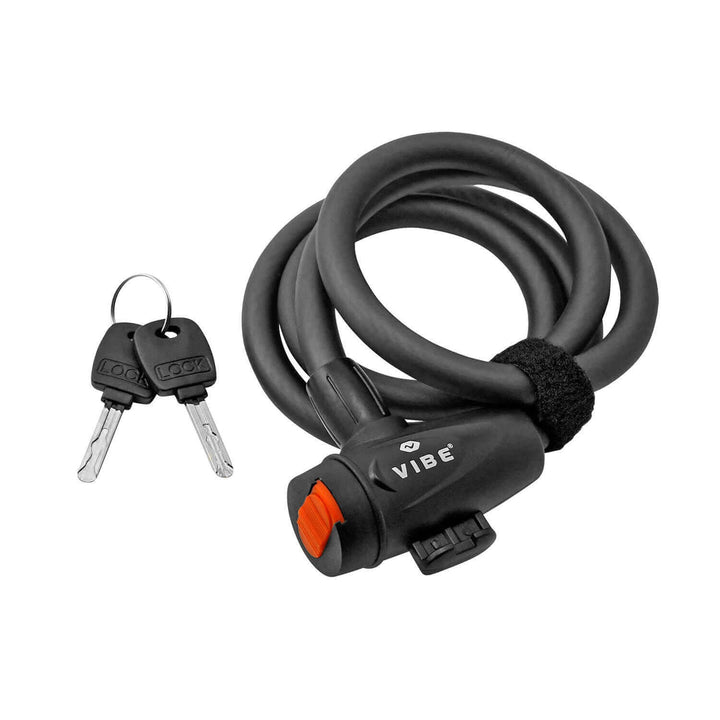 Vibe Kayaks cable lock accessory with coiled steel cable and key for securing kayaks and gear