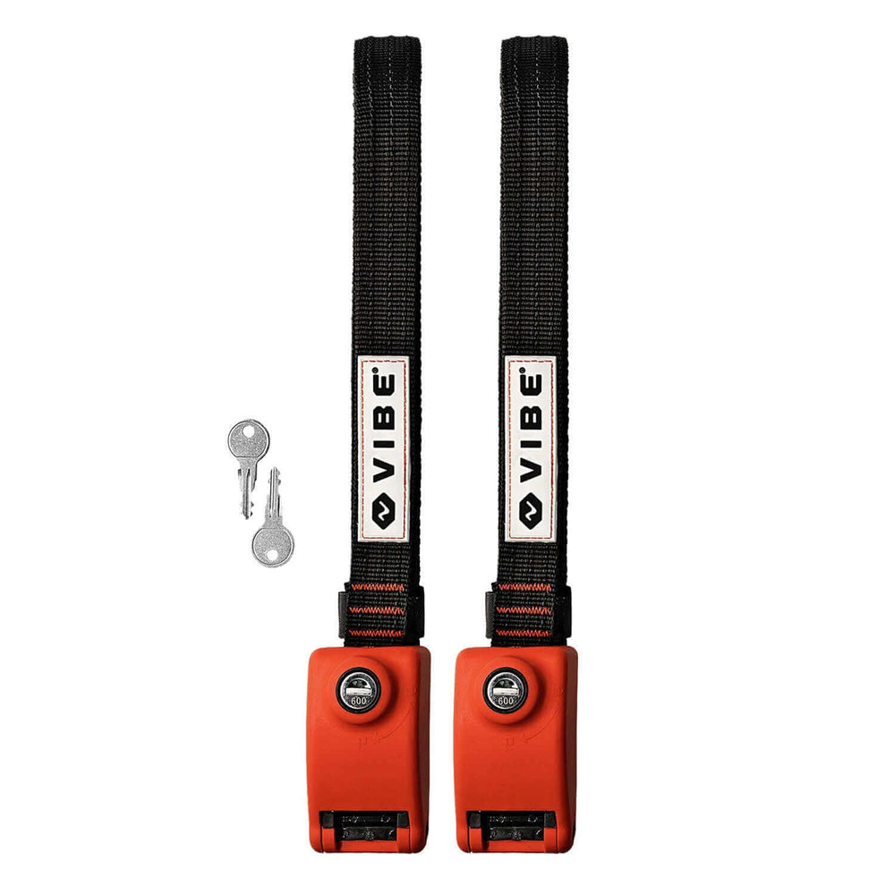 Pair of Vibe Locking 10-foot straps for kayak accessories, durable and secure tie-downs from Vibe Kayaks.