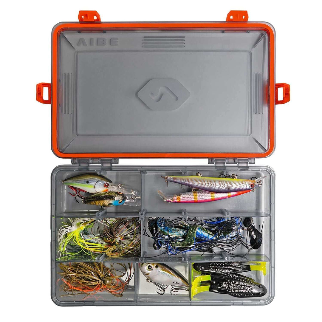 Two Vibe Waterproof 4 Clasp Tackle Trays from Vibe Kayaks, designed for secure storage of fishing tackle accessories.