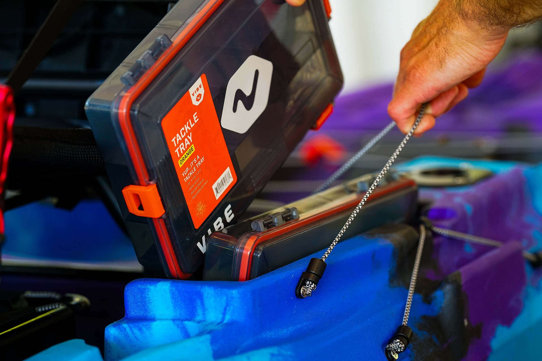 Two Vibe Waterproof 4 Clasp Tackle Trays for fishing accessories, featuring secure clasps and durable waterproof design.