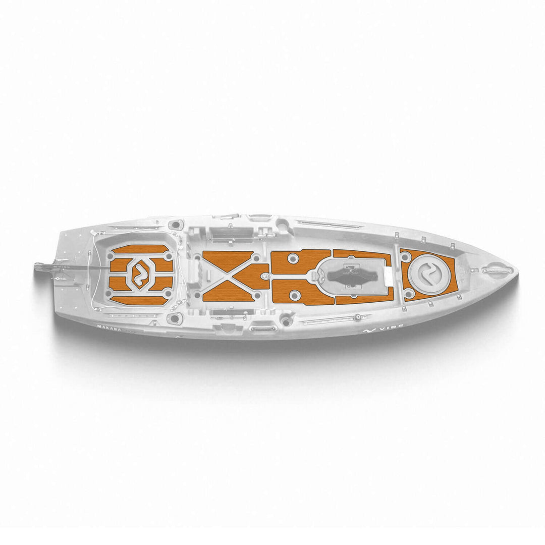 Makana 100 premium deck padding by Vibe Kayaks on a kayak deck, providing comfort and protection for paddlers.